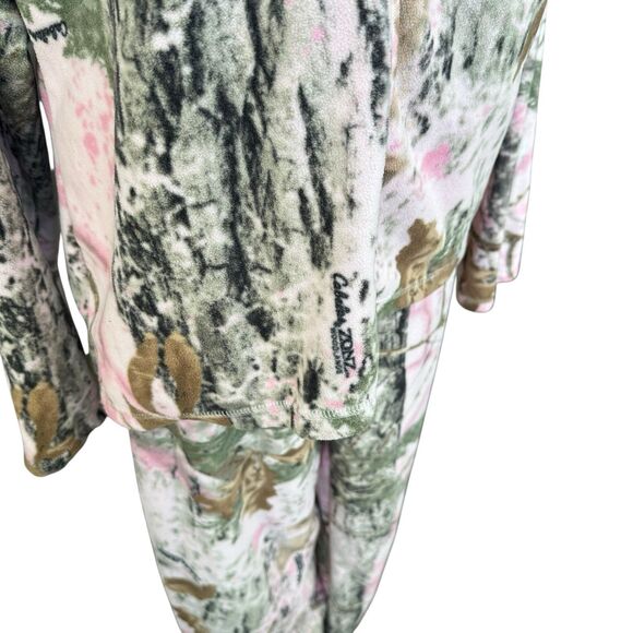 Cabela’s Women’s 2XL Pink Camo Fleece Pajama Set Snap Top & Pants Hunting - Picture 4 of 8